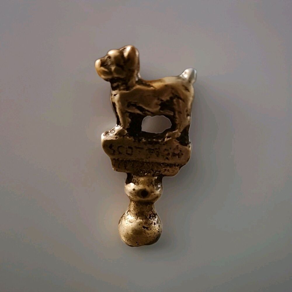 Vintage Brass Tobacco Tamper With Scottish Terrier Made In England